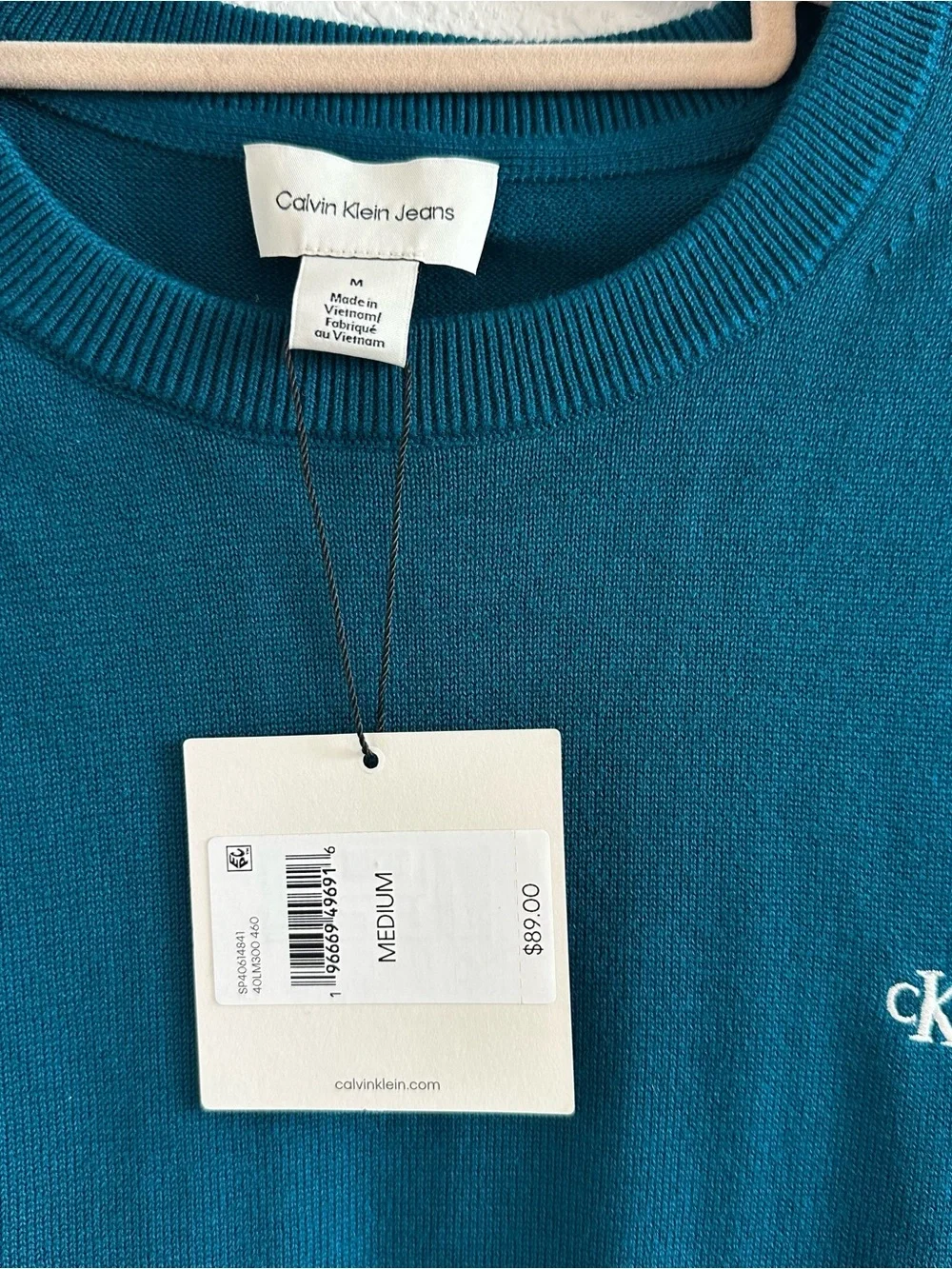 Calvin Klein Men's Teal Crewneck Sweater